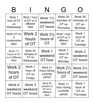 OT-Bingo Card