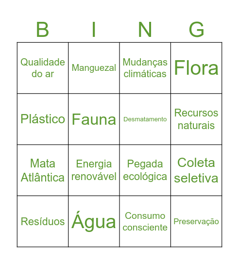 BINGO SUSTENTÁVEL Bingo Card
