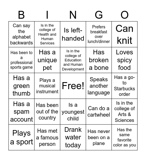 Find Someone Who... Bingo Card