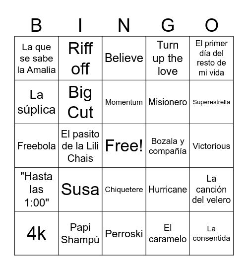 BINGO GUACHAKAS Bingo Card
