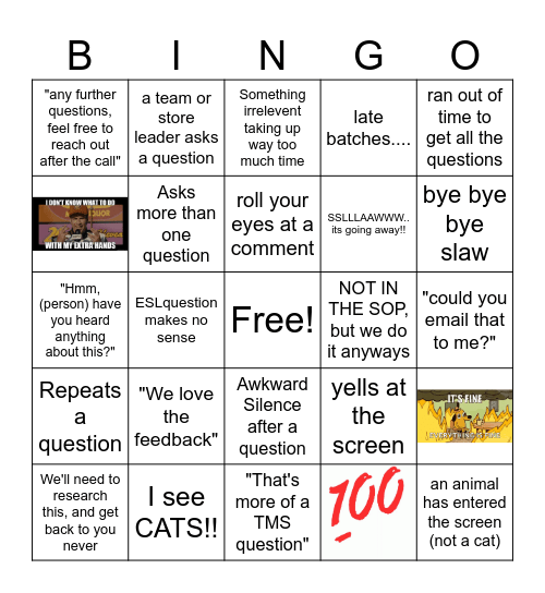 call Bingo Card