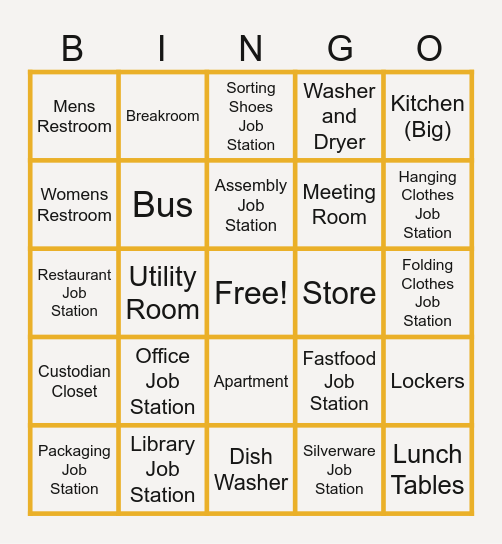 Places in Bulldog Bridge Bingo Card