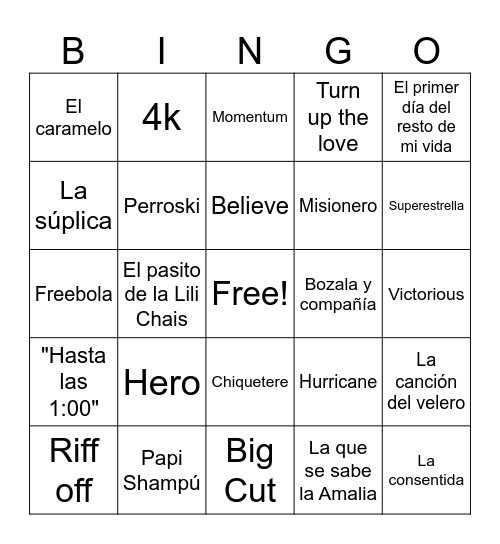 BINGO GUACHAKAS Bingo Card