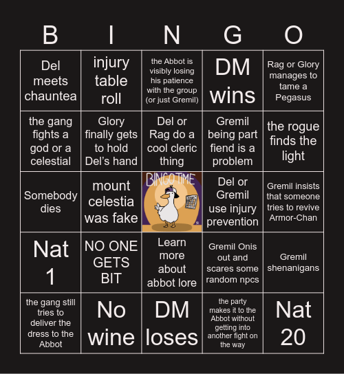 CoS S2 E25 | Fallen One Bingo Card