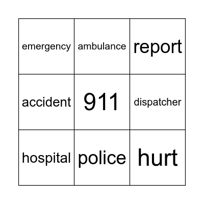 Emergency Situations Bingo Card