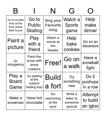 Snow Bingo Card