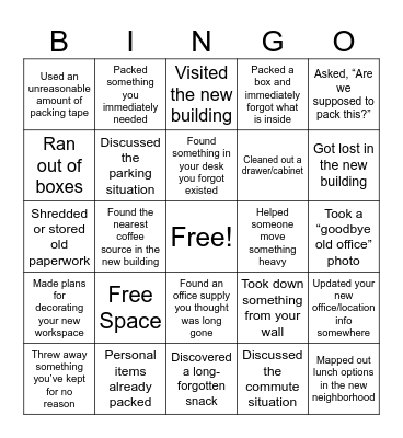 New Building Bingo! Bingo Card