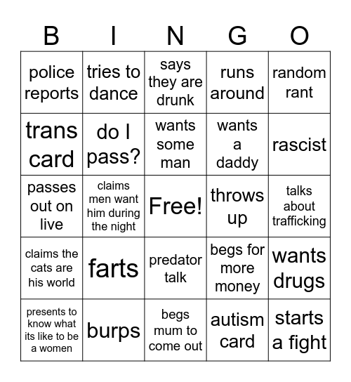 Orion drunk night Bingo Card