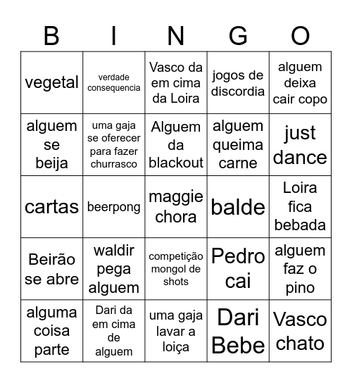 Bingo Casa do Vasco (Budu) Bingo Card