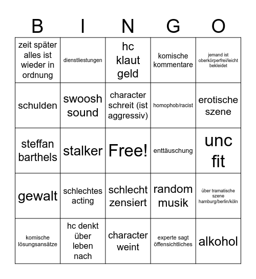 hilf mir bingo Card