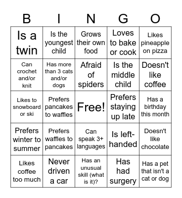 Bingo! Bingo Card