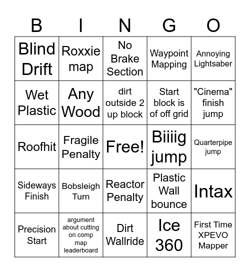 XPEVO MAPPACK Bingo Card