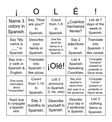 Repaso y más - Encuentra un amigo que... Bingo Card