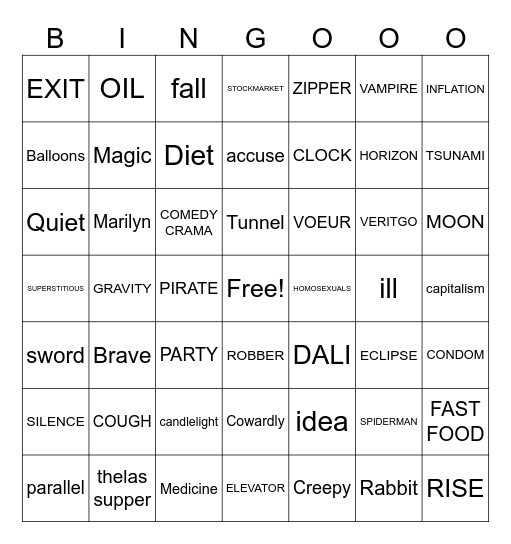 Words 1-3 Bingo Card