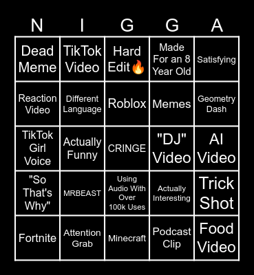 YouTube Shorts Bingo Card