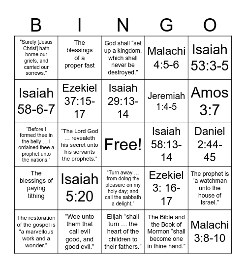 Old Testament DM Bingo Card