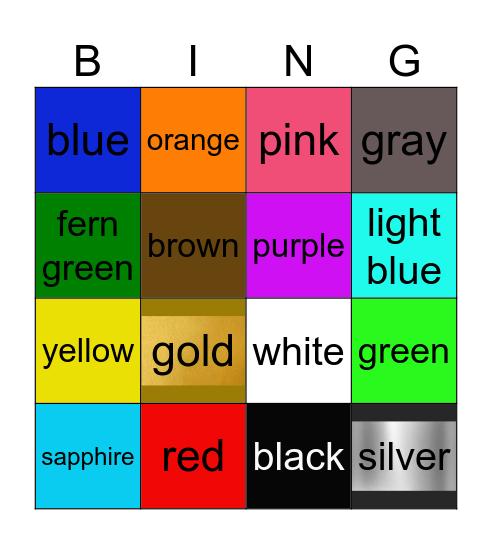 Color Bingo Card