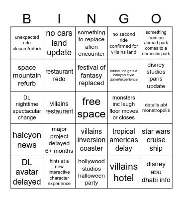 d23 bingo Card