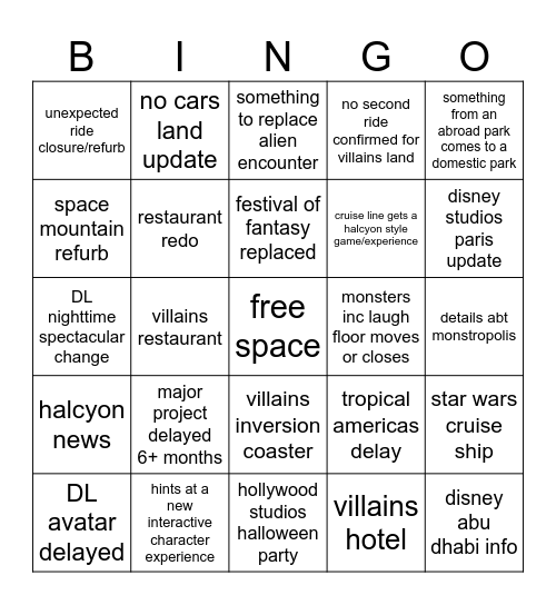 d23 bingo Card