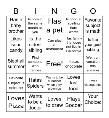 Find Someone Who Bingo Card