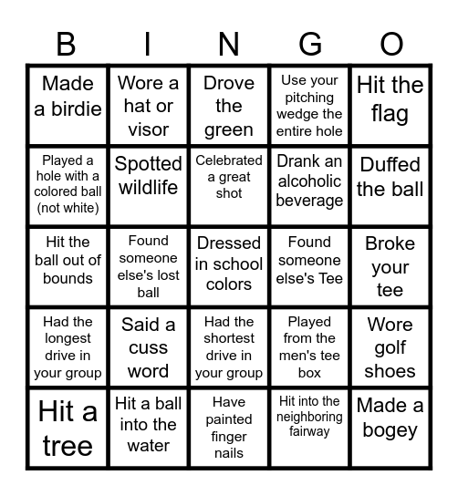 Clyde Ladies League Golf 2026 Bingo Card