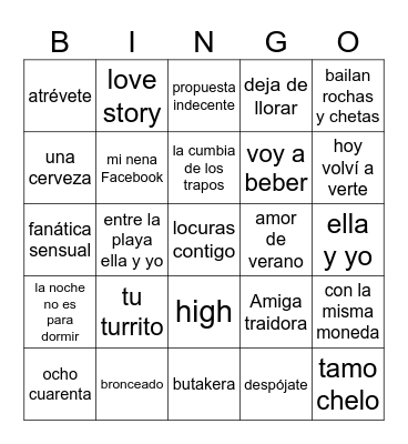 bingo musical martu Bingo Card