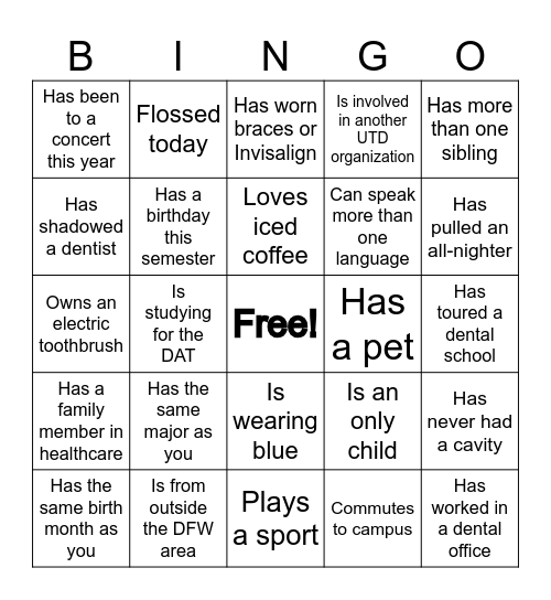 𝑴𝒆𝒆𝒕 𝒚𝒐𝒖𝒓 𝒅𝒆𝒏𝒕𝒂𝒍 𝒃𝒆𝒔𝒕𝒊e! 🦷 Bingo Card