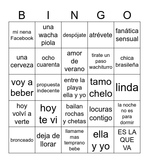 bingo musical martu Bingo Card