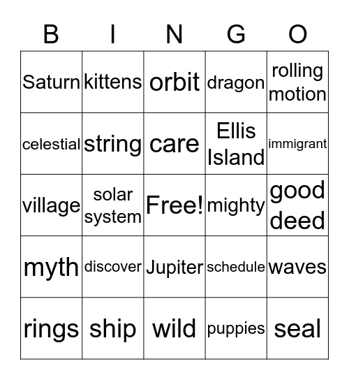 Finish Line 3rd Grade Reading Folders A-D Bingo Card