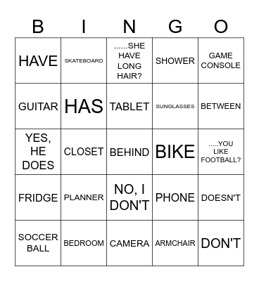 UNIT 4 Bingo Card