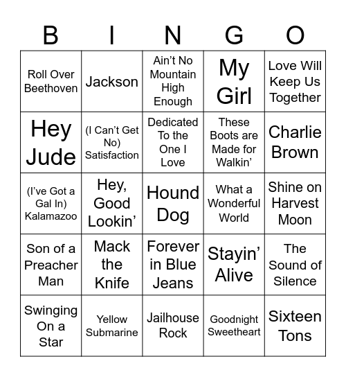 Music BINGO! Bingo Card