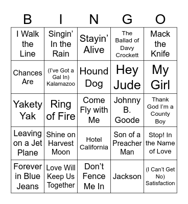 MUSIC BINGO Card