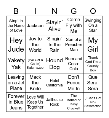 Music BINGO Card