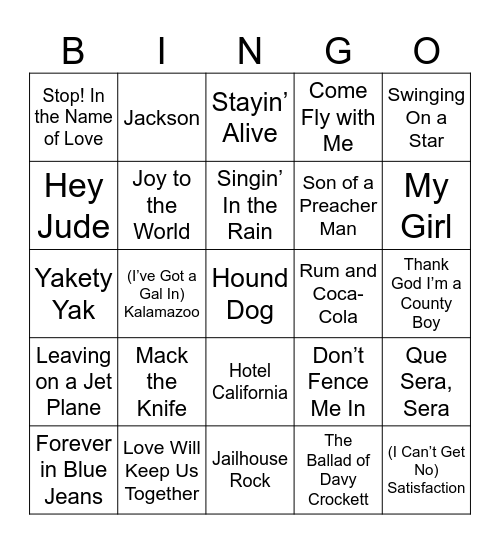 Music BINGO Card