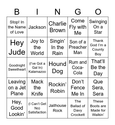 Music Bingo Card