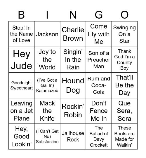 Music Bingo Card