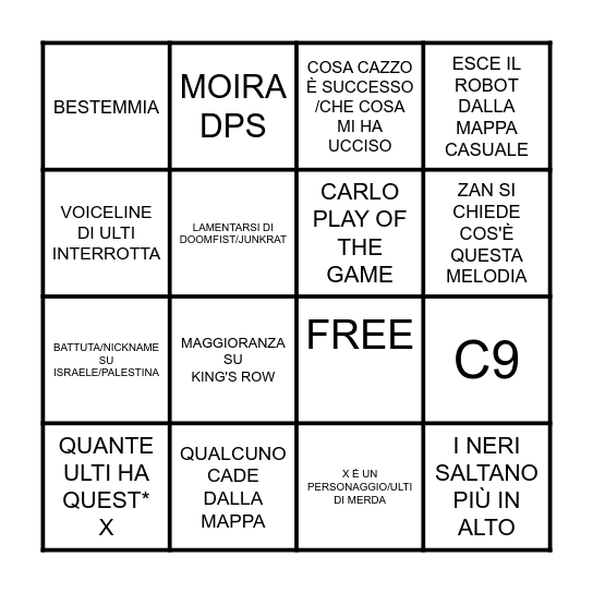 BINGO OW SUK Bingo Card