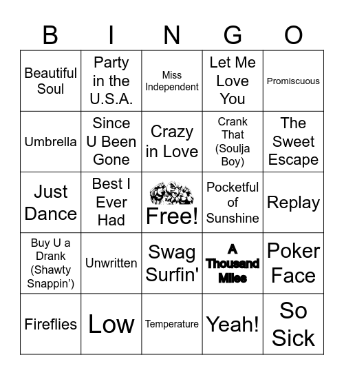 2000s Music Playlist Bingo Card