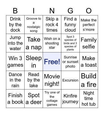 Cottage 2026 Bingo Card