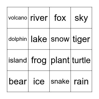 The natural world Bingo Card