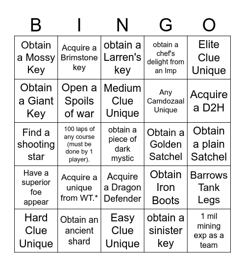 5x5 Bingo card Bingo Card
