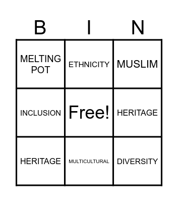 VOCABULARY BINGO Card