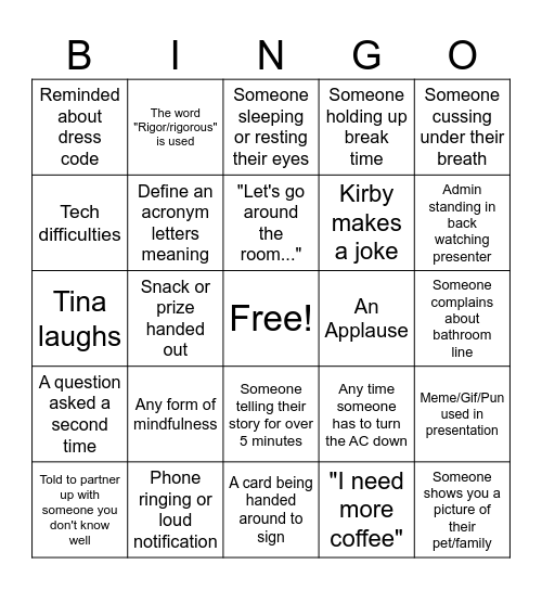 Untitled Bingo Card
