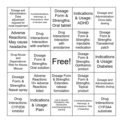 BINGO Rx Bingo Card