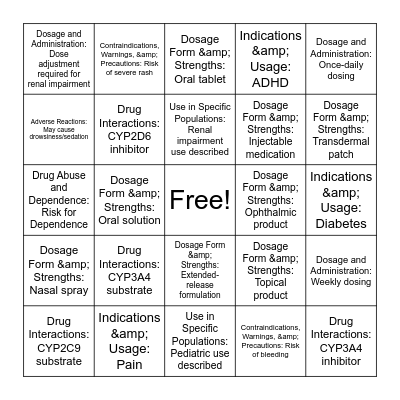 BINGO Rx Bingo Card