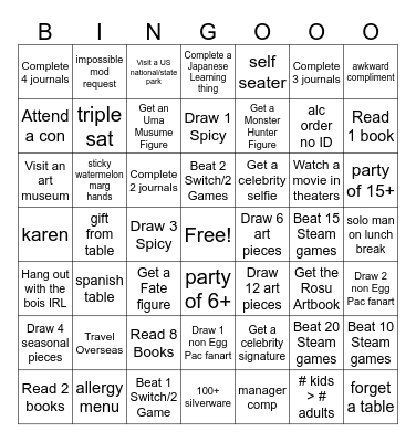 7X7 Bingo Card