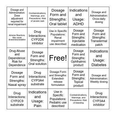 BINGO Rx Bingo Card
