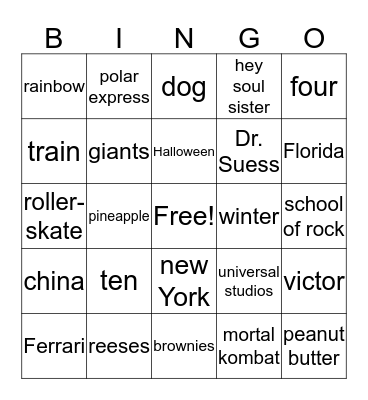 Brandon Bingo Card