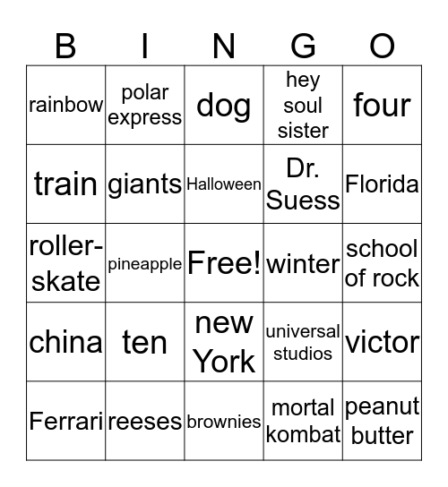 Brandon Bingo Card