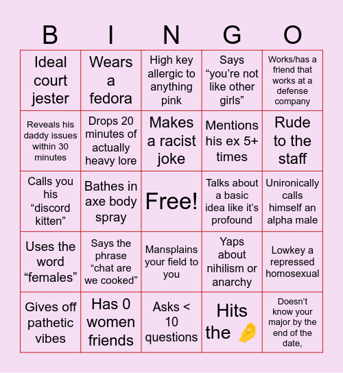 HE DID WHAAAAAT??? Bingo Card